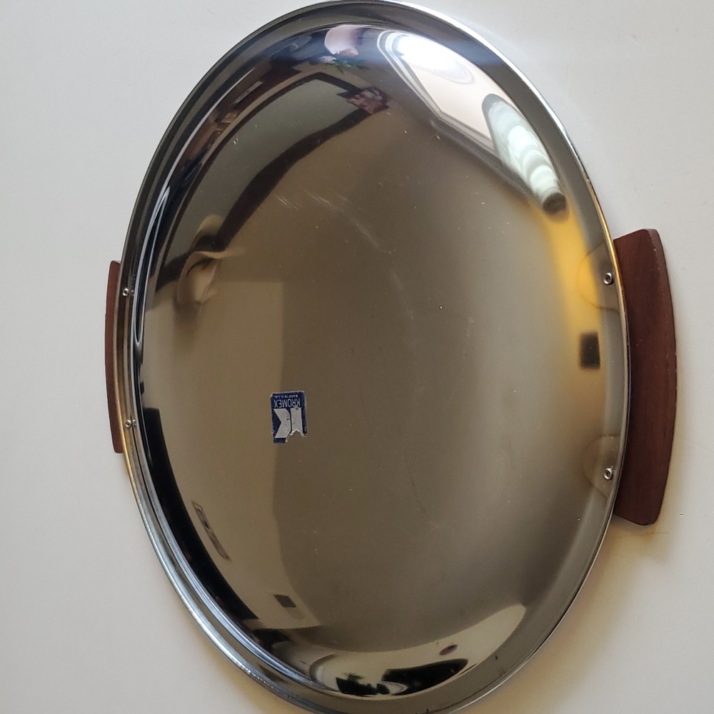 Kromex Mid-Century Large Round Serving Tray Vintage 13.5 inches - Picture 4 of 10